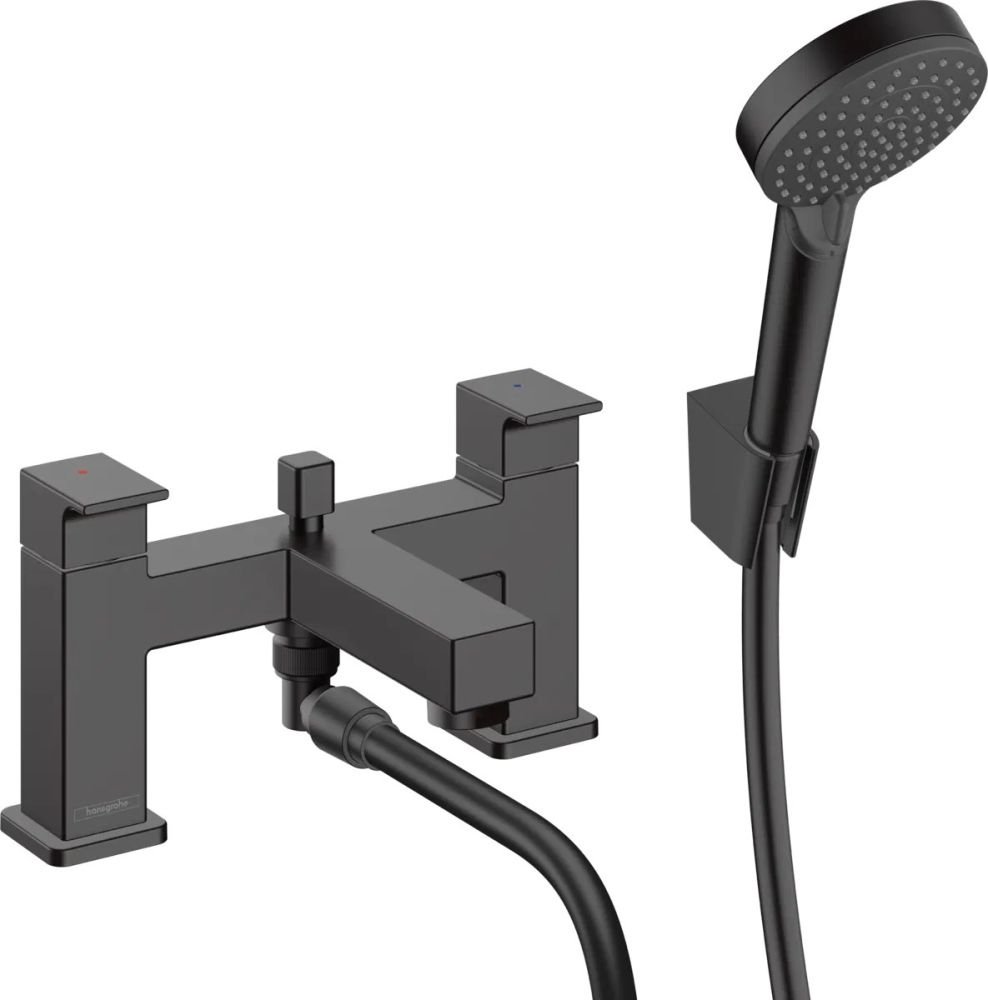 Змішувач на борт ванни Hansgrohe Vernis Shape чорний матовий 71462670 з душовим гарнітуром