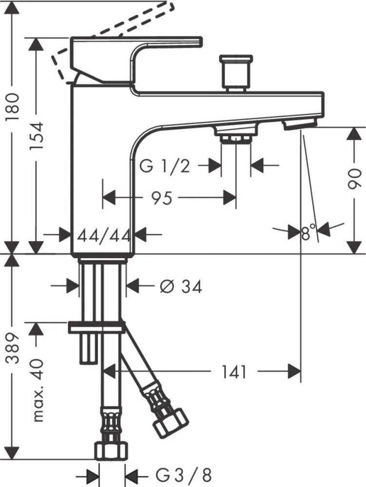Змішувач на борт ванни Hansgrohe Vernis Shape хром 71463000