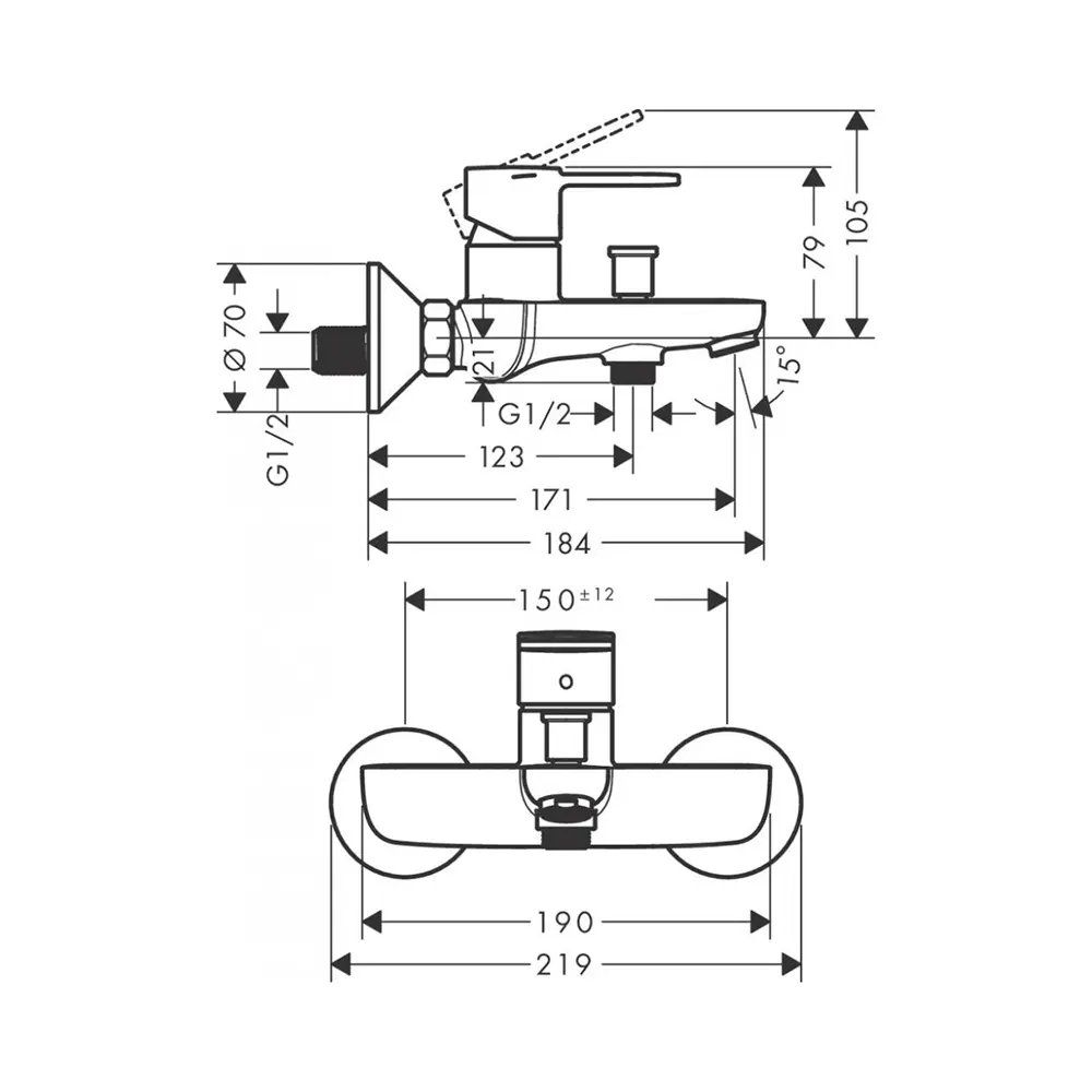 Смеситель для ванны Hansgrohe Vernis S хром 71470000
