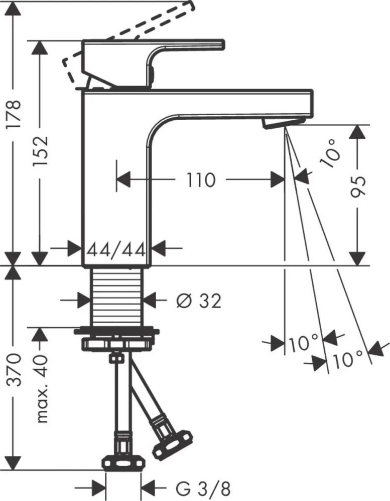 Змішувач для раковини Hansgrohe Vernis Shape чорний матовий 71569670