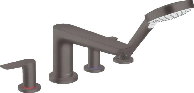 Змішувач на борт ванни Hansgrohe Talis E чорний матовий хром 71748340 з душовим гарнітуром