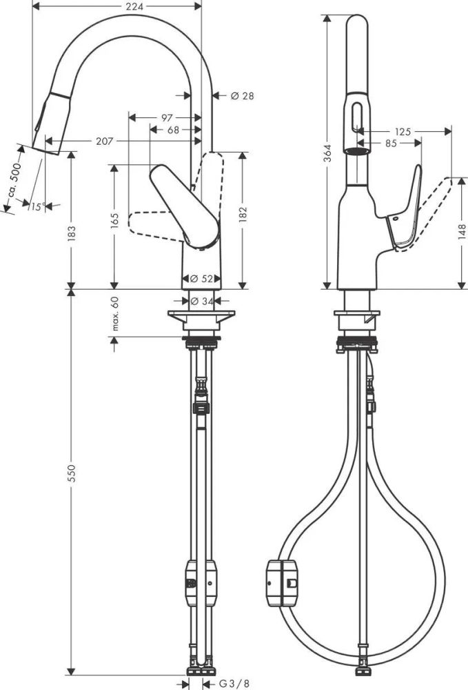 Змішувач для кухні Hansgrohe Focus M42 хром 71801000 з висувною лійкою