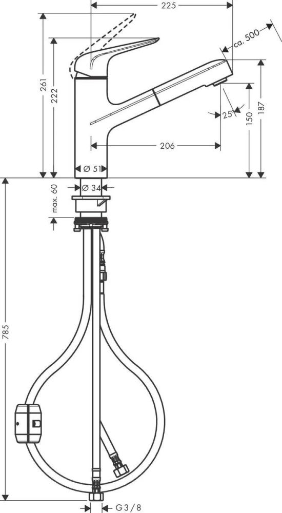 Змішувач для кухні Hansgrohe Focus M42 хром 71814000