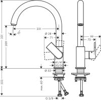 Смеситель для кухни Hansgrohe Vernis Shape M35 черный матовый 71871670