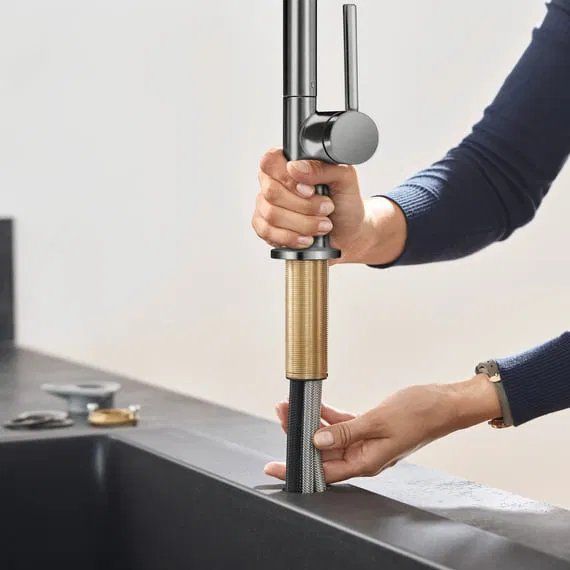 Змішувач для кухні Hansgrohe Talis M54 чорний матовий хром 72809340 з висувною лійкою