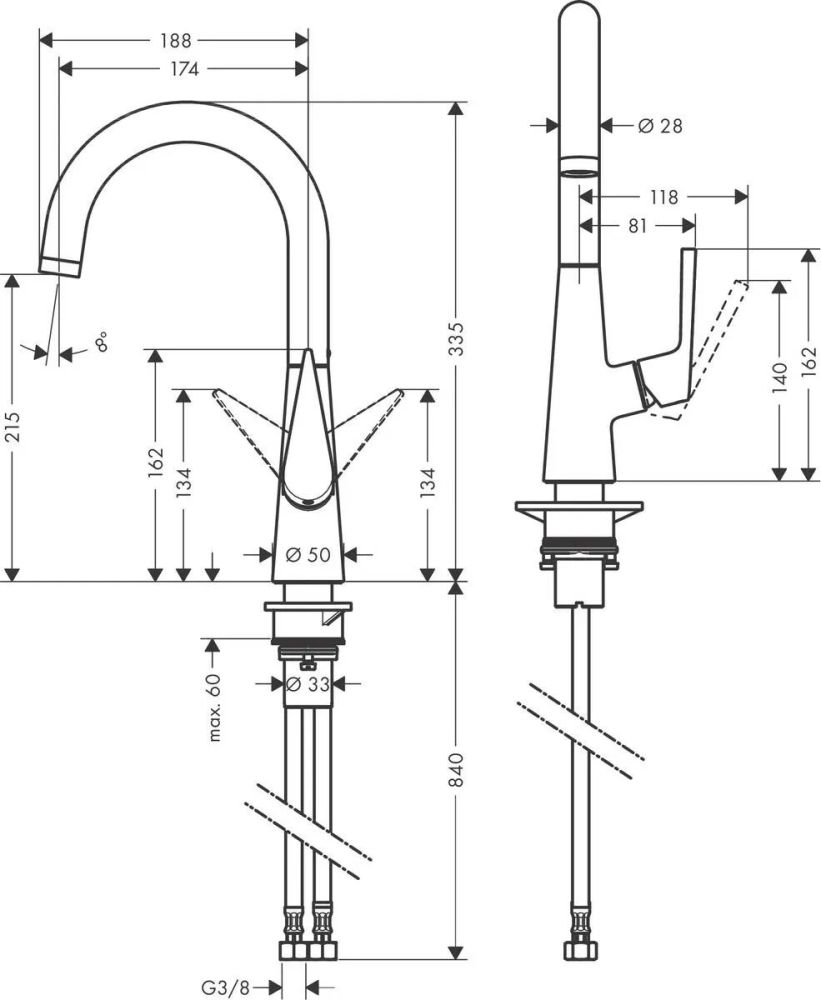 Змішувач для кухні Hansgrohe Talis S хром 72814000