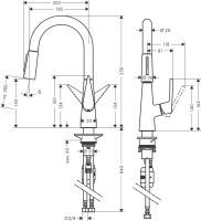 Змішувач для кухні Hansgrohe Talis S хром 72815000 з висувною лійкою