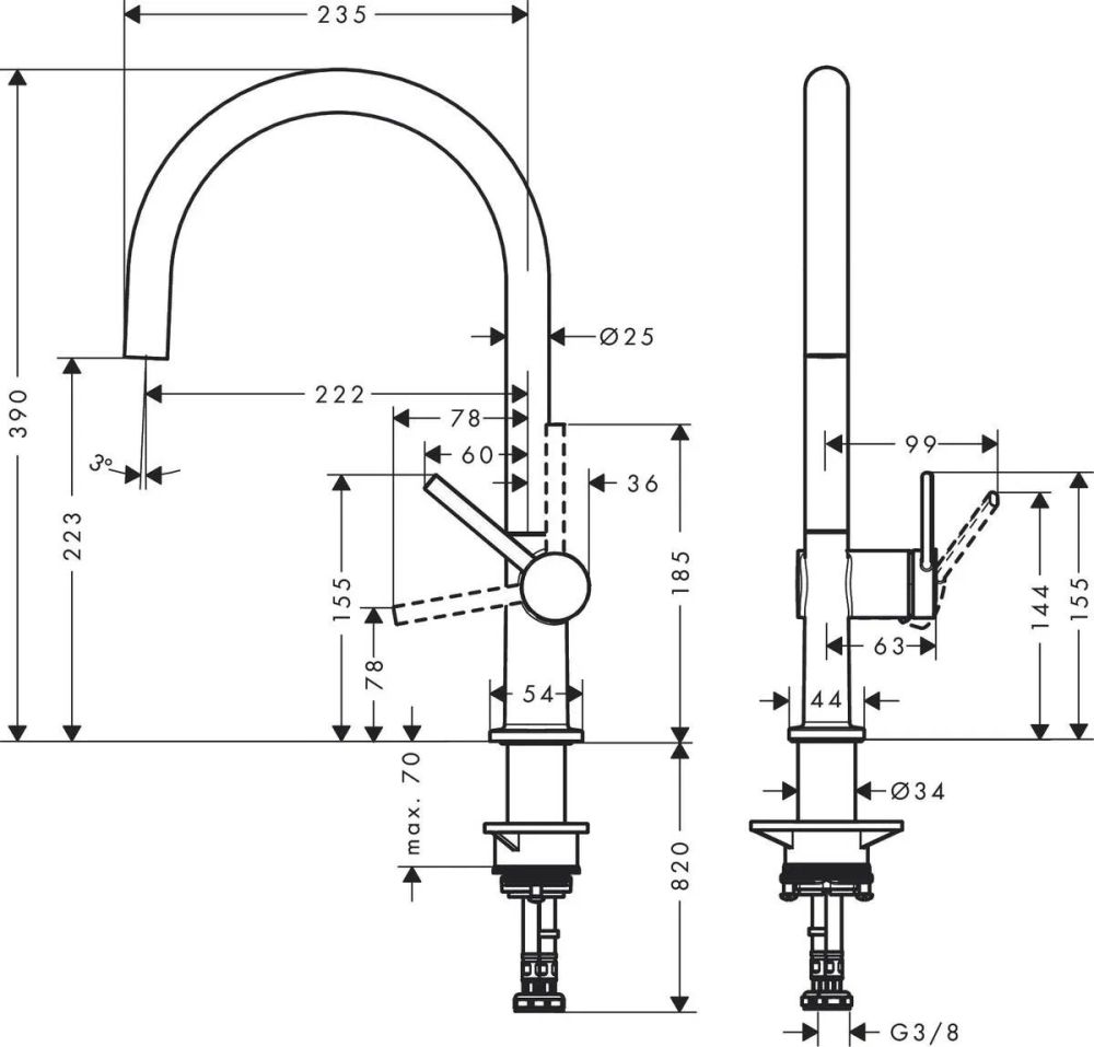 Змішувач для кухні Hansgrohe Talis M54 чорний матовий 72843670