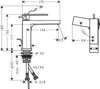 Змішувач для раковини Hansgrohe Tecturis E бронза 73014140