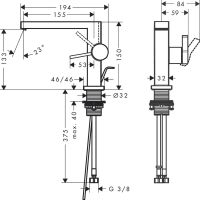 Змішувач для раковини Hansgrohe Tecturis E бронза 73023140