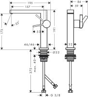 Смеситель для раковины Hansgrohe Tecturis E черный матовый 73041670