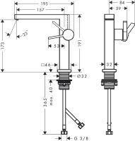 Смеситель для раковины Hansgrohe Tecturis E черный матовый 73042670