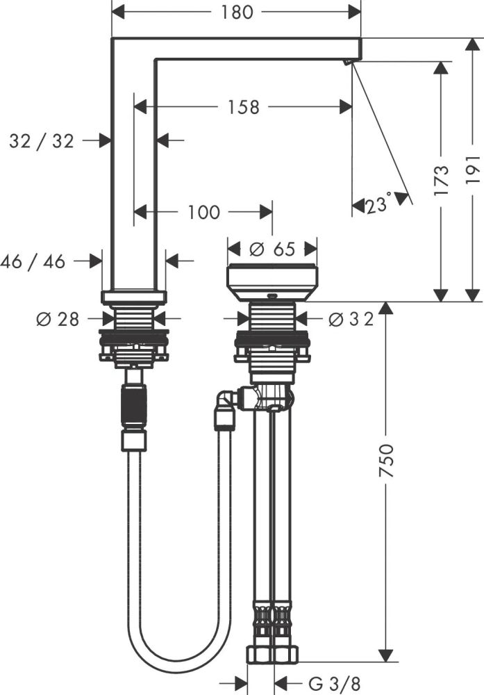 Смеситель для раковины Hansgrohe Tecturis E черный матовый 73053670