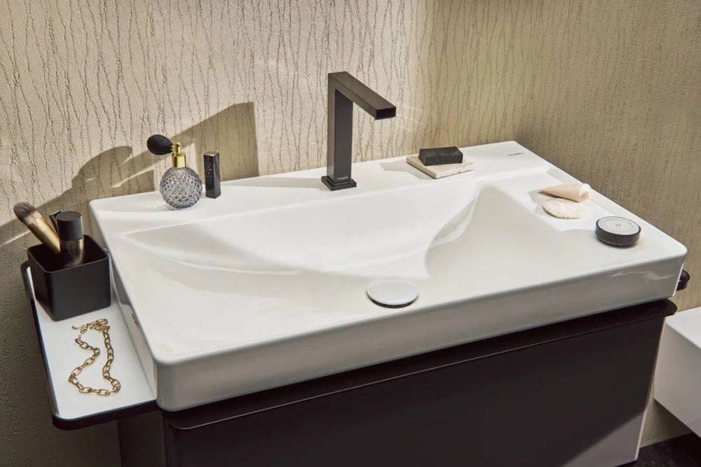 Смеситель для раковины Hansgrohe Tecturis E черный матовый 73053670