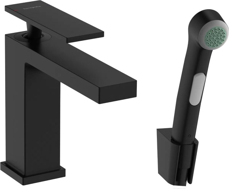 Змішувач для раковини Hansgrohe Tecturis E чорний матовий 73210670 з гігієнічним душем