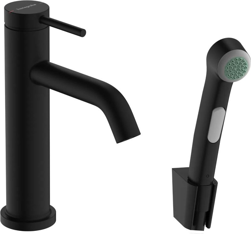 Змішувач для раковини Hansgrohe Tecturis S чорний матовий 73211670 з гігієнічним душем