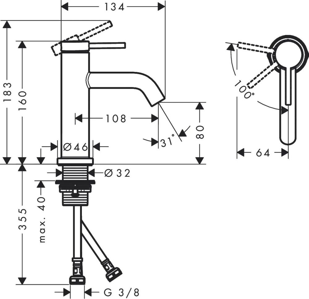 Змішувач для раковини Hansgrohe Tecturis S бронза 73301140