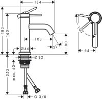 Змішувач для раковини Hansgrohe Tecturis S бронза 73301140