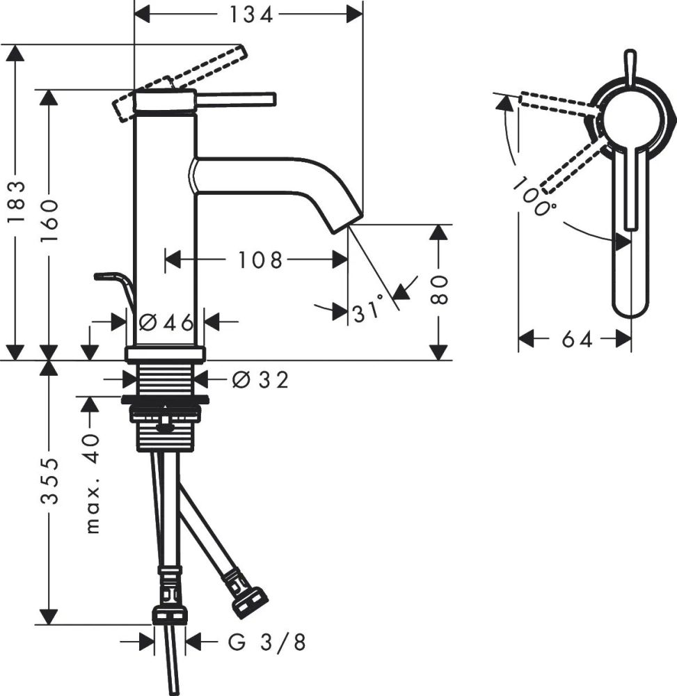 Змішувач для раковини Hansgrohe Tecturis S білий матовий 73302700