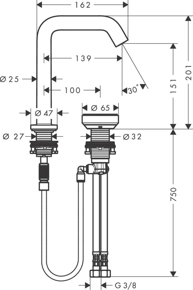 Змішувач для раковини Hansgrohe Tecturis S білий матовий 73353700