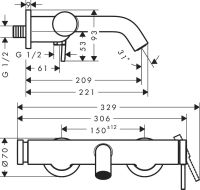 Смеситель для ванны Hansgrohe Tecturis S черный матовый 73422670