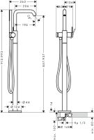 Змішувач для ванни Hansgrohe Tecturis S чорний матовий 73440670 на підлогу
