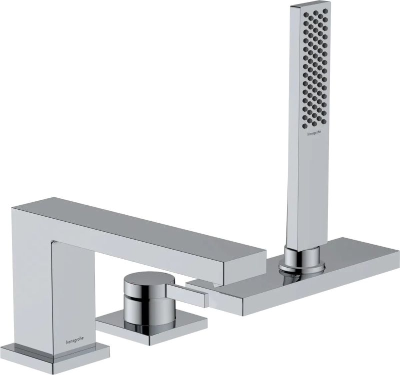 Змішувач на борт ванни Hansgrohe Tecturis E хром 73443000 з душовим гарнітуром
