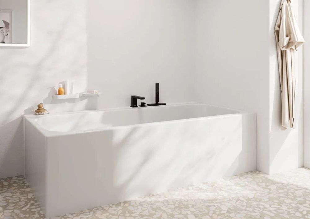 Смеситель на борт ванны Hansgrohe Tecturis E черный матовый 73443670 с душевым гарнитуром