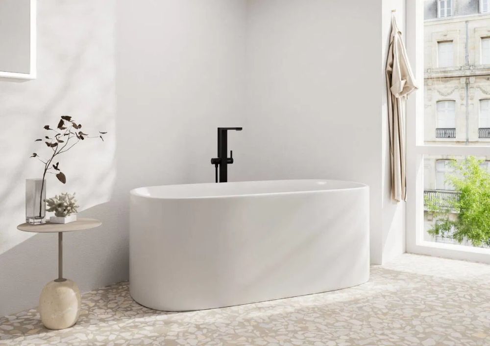 Смеситель для ванны Hansgrohe Tecturis E черный матовый 73445670 на пол