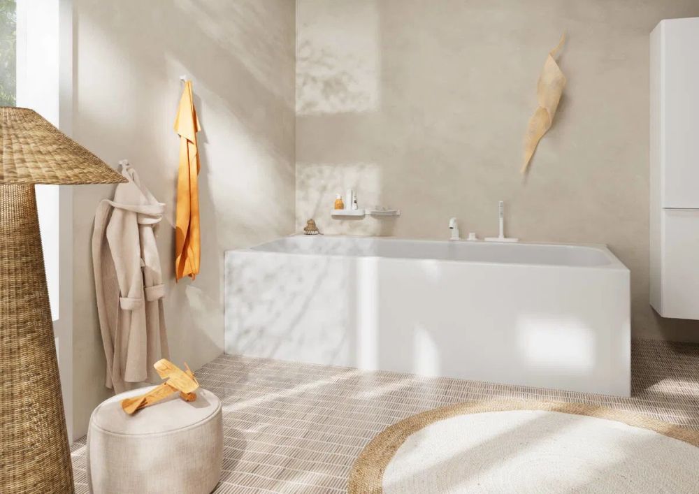 Змішувач на борт ванни Hansgrohe Tecturis S білий матовий 73447700 з душовим гарнітуром
