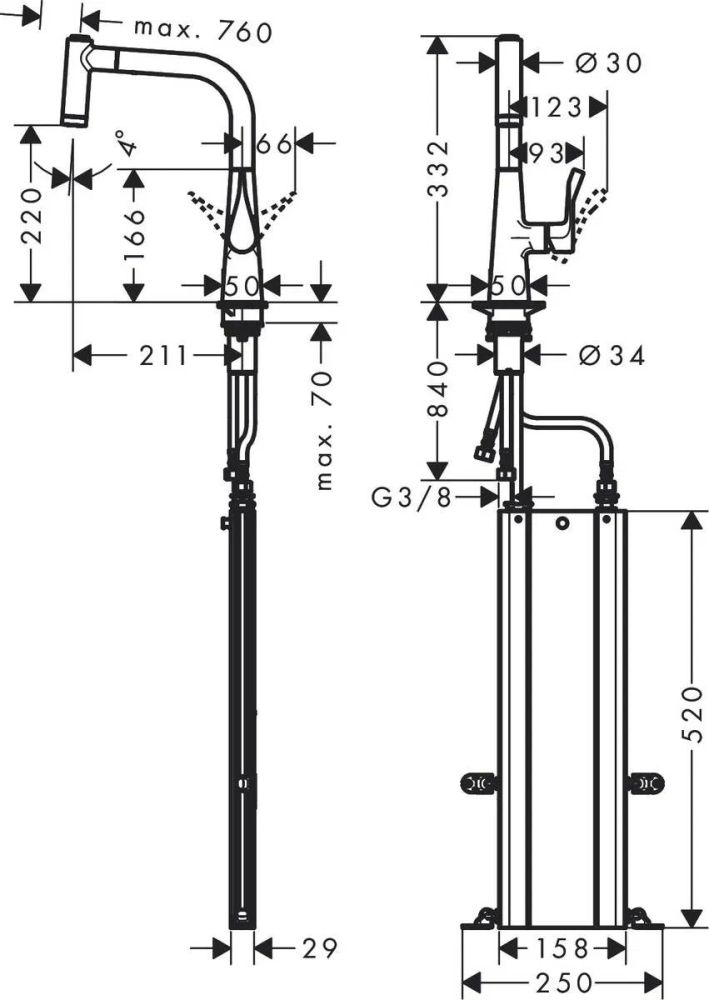 Змішувач для кухні Hansgrohe Metris M71 сталь 73800800