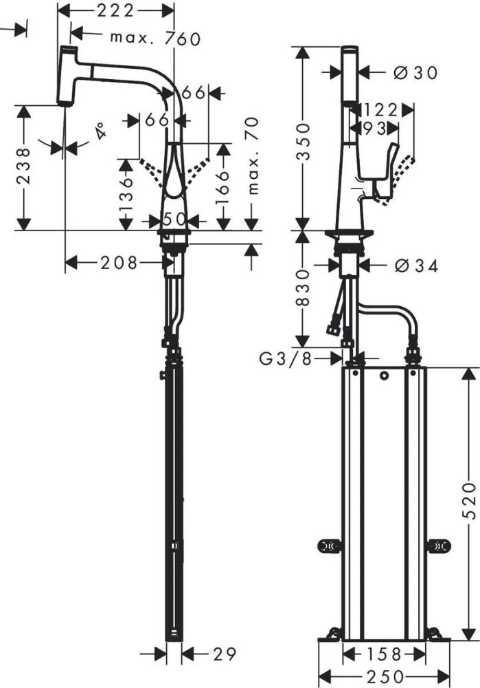 Змішувач для кухні Hansgrohe Metris Select M71 хром 73802000