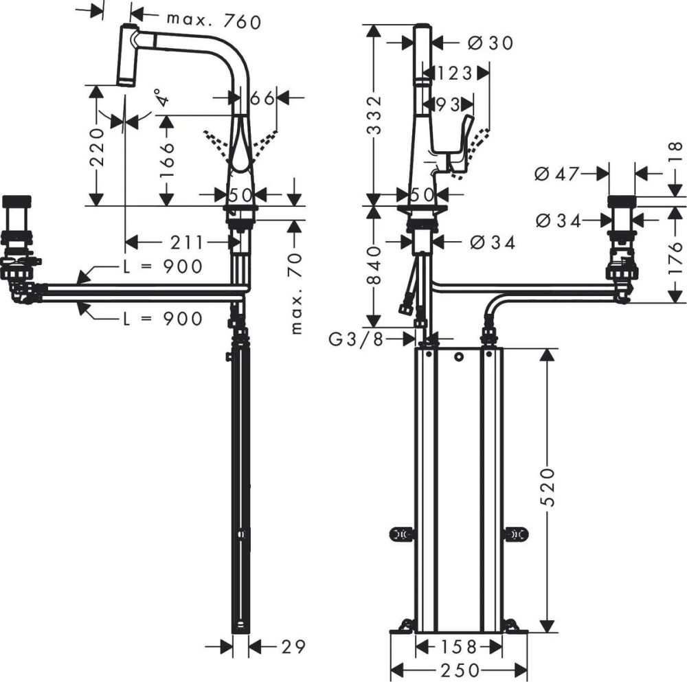 Змішувач для кухні Hansgrohe Metris Select M71 хром 73805000