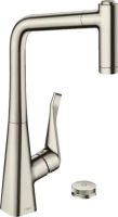Змішувач для кухні Hansgrohe Metris Select M71 сталь 73806800 з висувною лійкою
