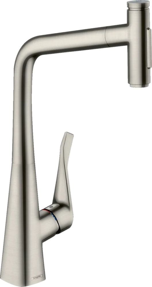 Змішувач для кухні Hansgrohe Metris M71 сталь 73816800 з висувною лійкою