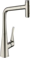 Змішувач для кухні Hansgrohe Metris M71 сталь 73816800 з висувною лійкою