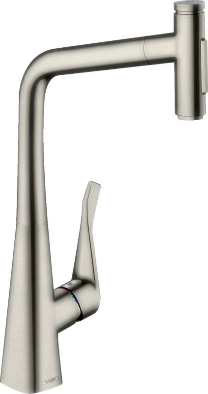 Змішувач для кухні Hansgrohe Metris M71 сталь 73816800 з висувною лійкою
