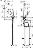 Змішувач для кухні Hansgrohe Metris M71 сталь 73816800 з висувною лійкою