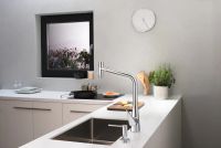 Змішувач для кухні Hansgrohe Metris M71 сталь 73816800 з висувною лійкою