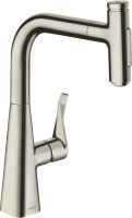 Змішувач для кухні Hansgrohe Metris Select M71 сталь 73817800 з висувною лійкою