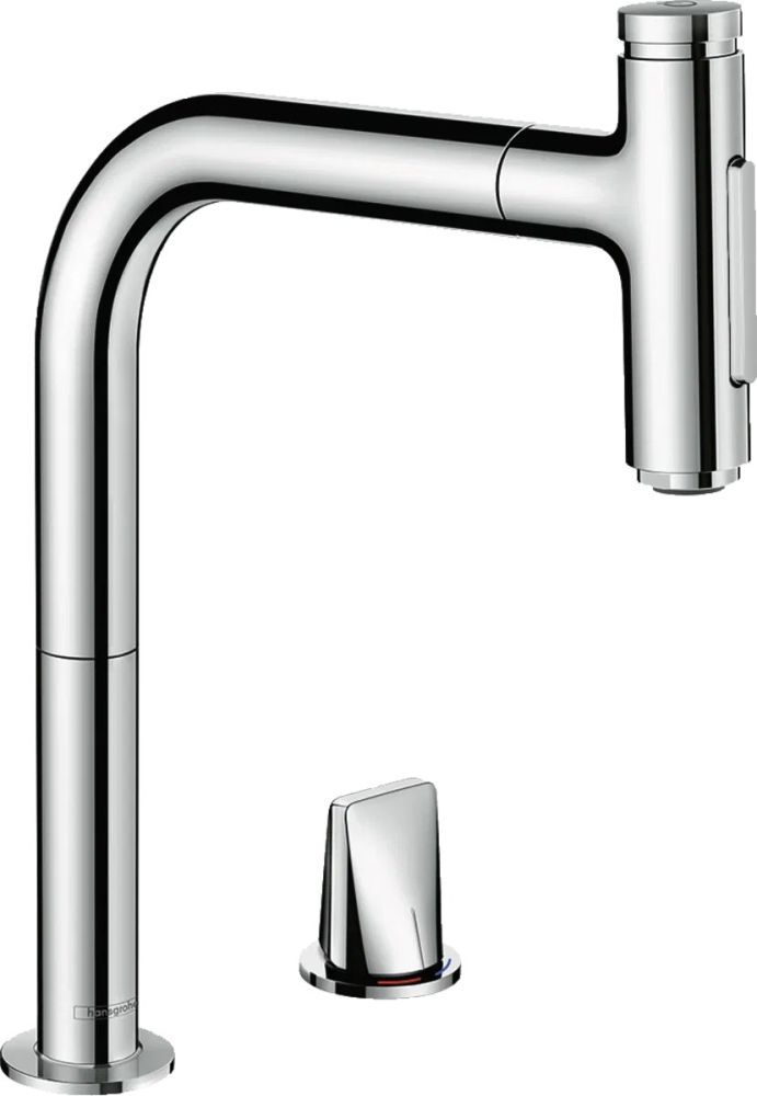 Змішувач для кухні Hansgrohe Metris хром 73818000 з висувною лійкою