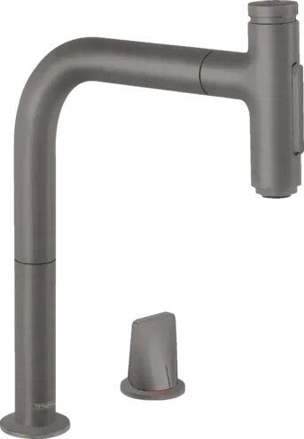 Змішувач для кухні Hansgrohe Metris чорний матовий хром 73818340 з висувною лійкою