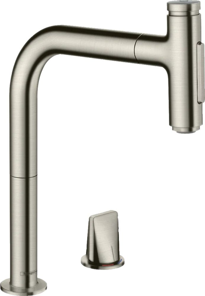 Змішувач для кухні Hansgrohe Metris сталь 73818800 з висувною лійкою