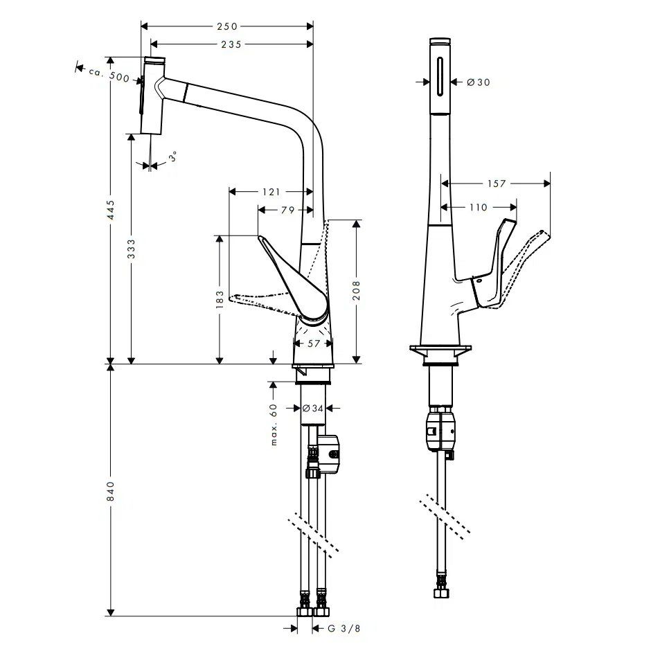 Смеситель для раковины Hansgrohe Metris Select M71 хром 73820000