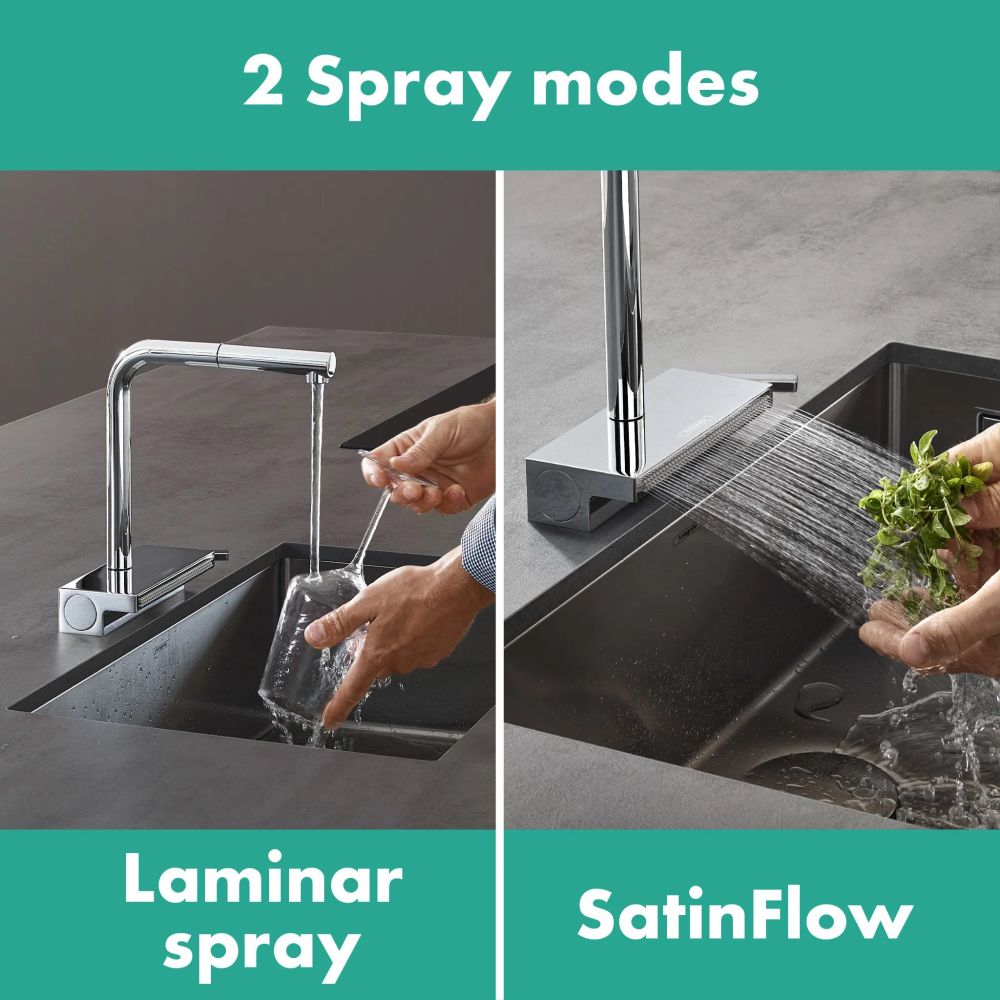 Змішувач для кухні Hansgrohe Aquno Select M81 сталь 73830800 з висувною лійкою