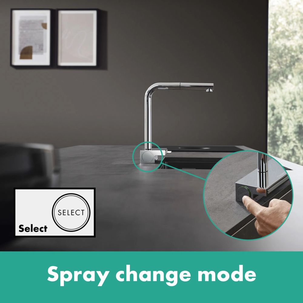 Змішувач для кухні Hansgrohe Aquno Select M81 сталь 73830800 з висувною лійкою