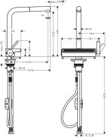 Змішувач для кухні Hansgrohe Aquno Select M81 хром 73836000 з висувною лійкою