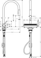 Змішувач для кухні Hansgrohe Aquno Select M81 хром 73837000 з висувною лійкою