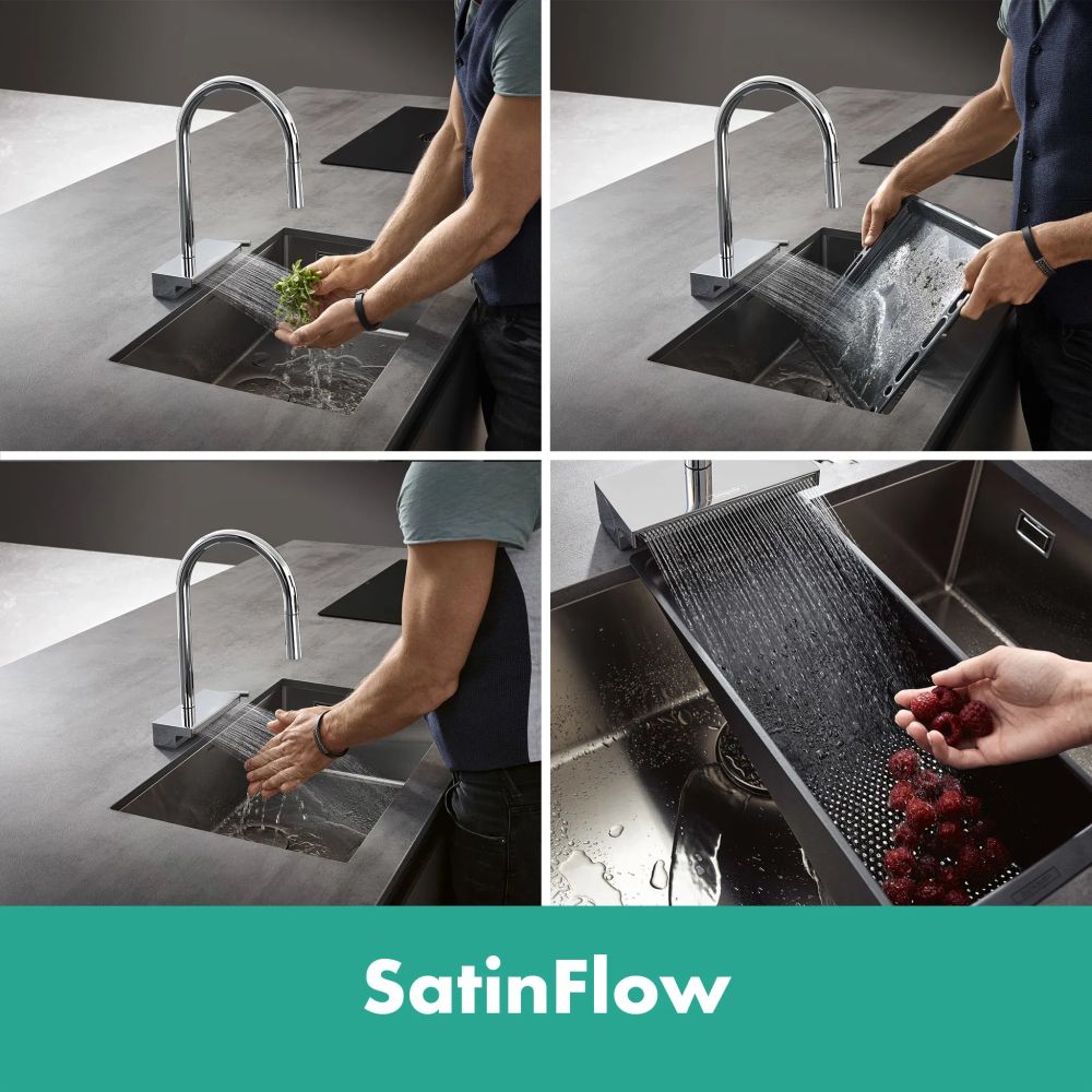 Змішувач для кухні Hansgrohe Aquno Select M81 хром 73837000 з висувною лійкою