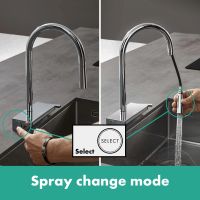 Змішувач для кухні Hansgrohe Aquno Select M81 хром 73837000 з висувною лійкою